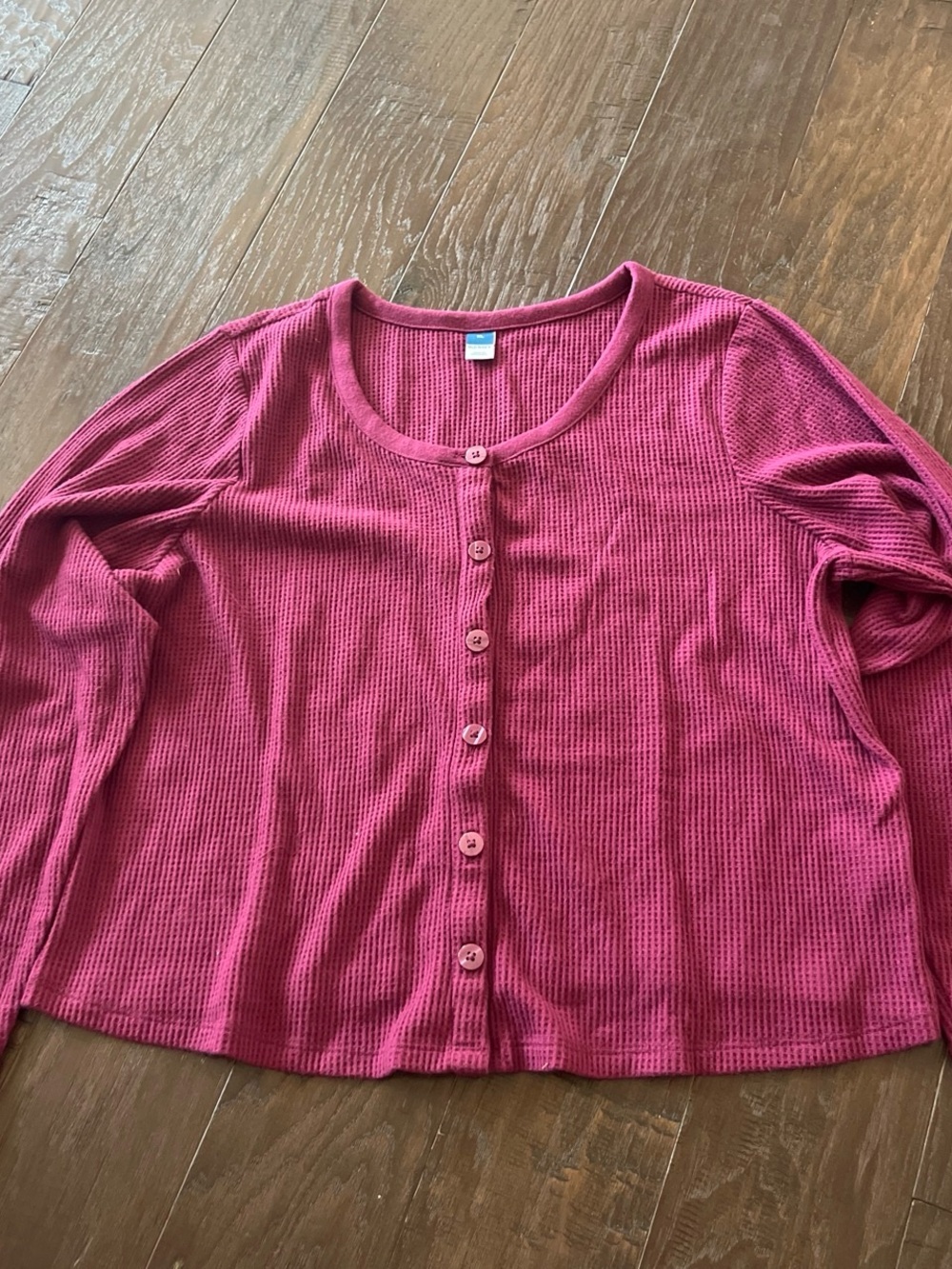 Womens’ Ribbed Two-Piece Pajama Set - Raspberry Pink / magenta - Picture 2 of 6